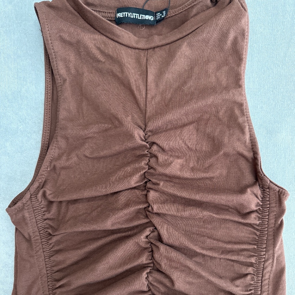 Brown ruched crop top